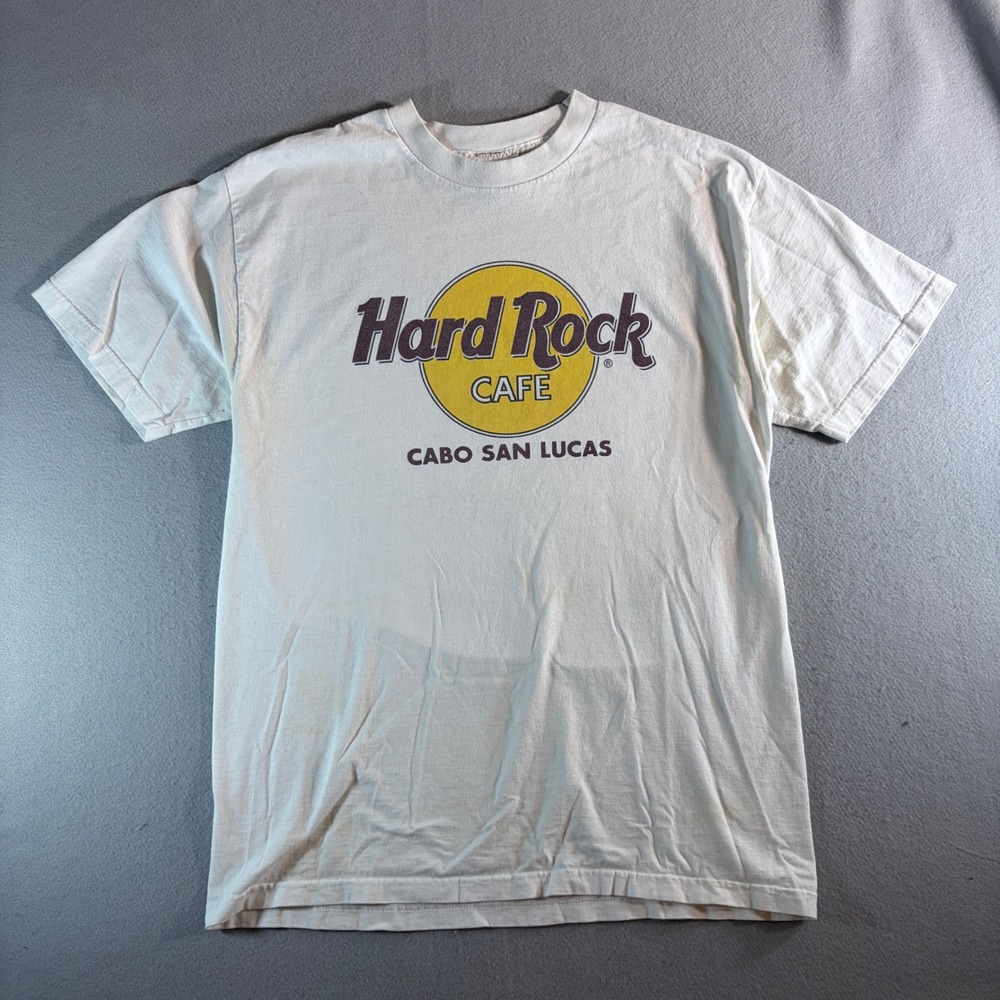 Hard Rock Cafe Cabo San Lucas Graphic T-Shirt White Mens Large Vintage Style